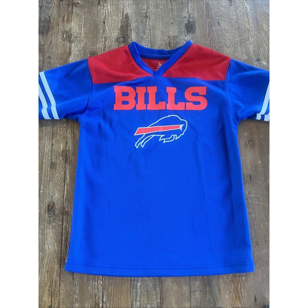 NFL Team Apparel Buffalo Bills Boys 10-12 Sz Medium Polyester Jersey Blue Red